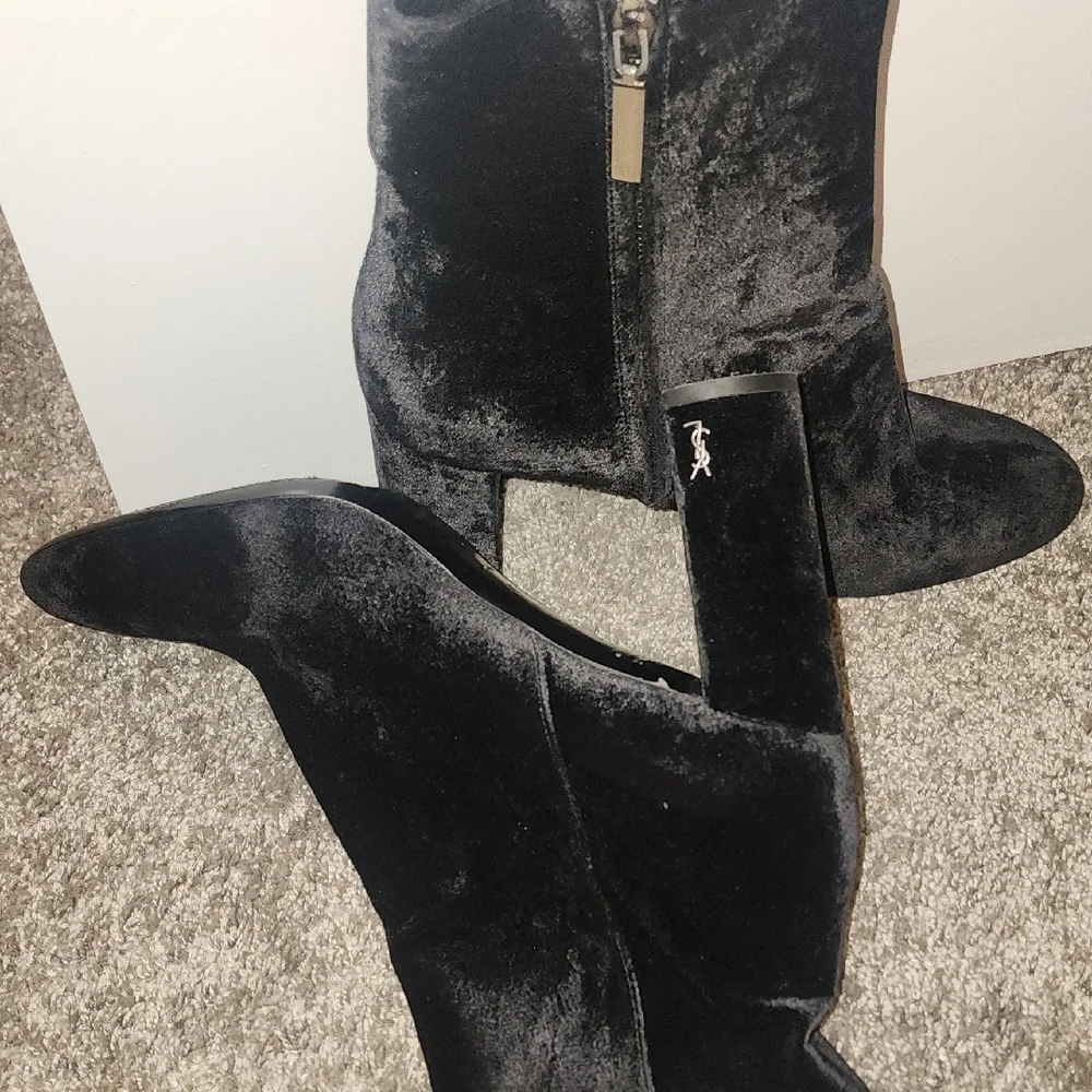 Yves Saint Laurent Black Velvet Ankle Boots - Picture 5 of 14